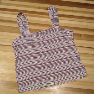 American Eagle Outfitters Crop Button-Up Striped Tank. Size Med.